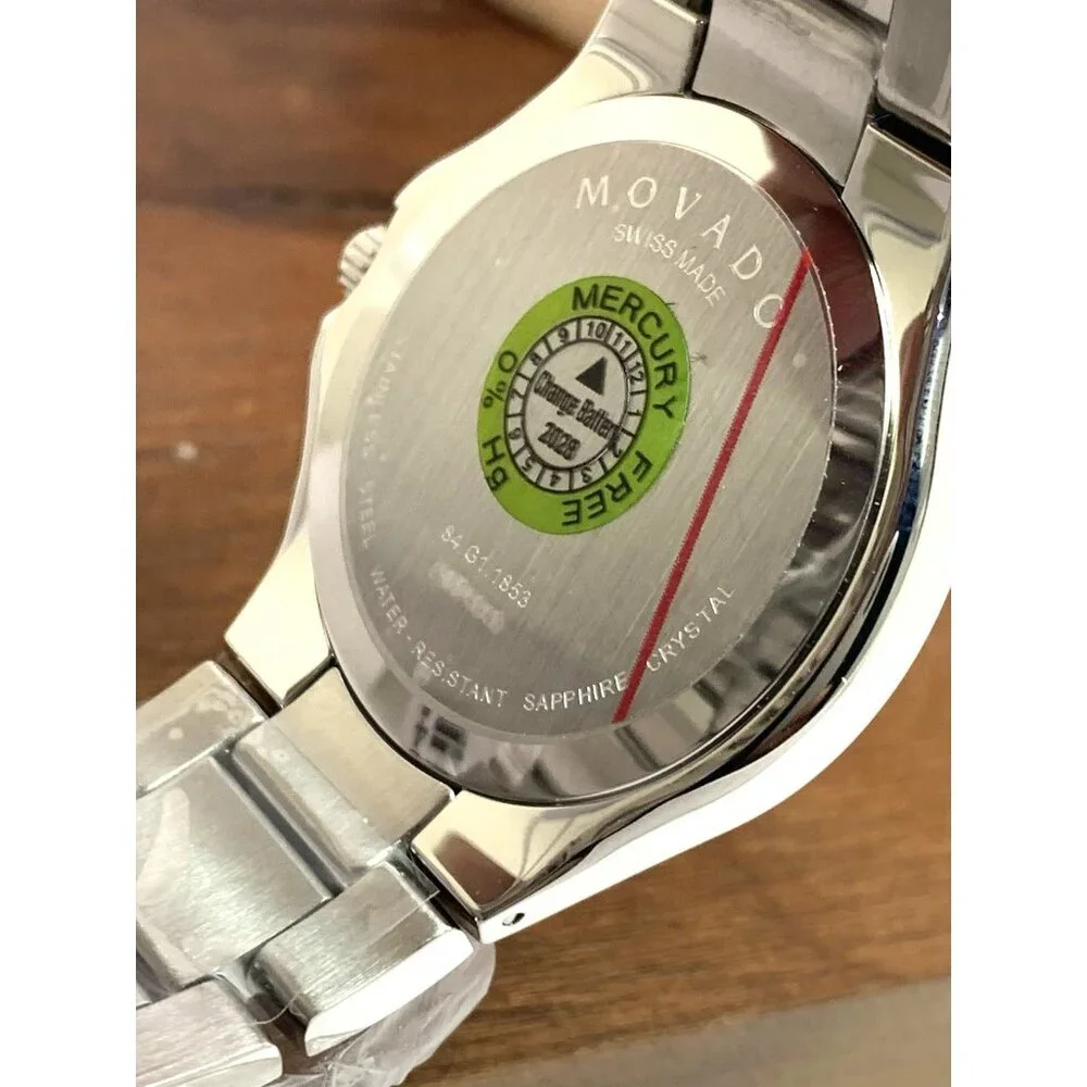 Movado Men's Watch 0606378 Museum Luno Black Dial Swiss Quartz Silver Steel 40mm